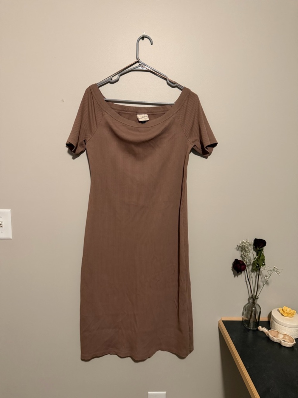 Universal Thread Ribbed Scoop Neck Midi Dress - Mocha